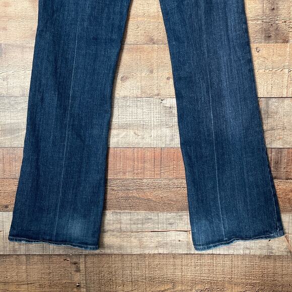 7 For All Mankind Bootcut Blue Jeans Pink Swarovski Crystal Back Pockets SZ 30 - Picture 8 of 10